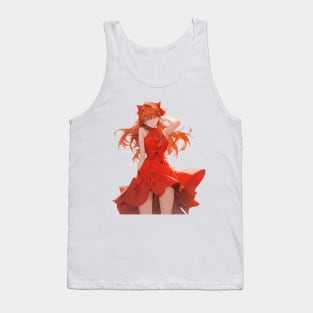 Asuka Langley Soryu Neon Genesis Evangelion Red Dress Stocking Tank Top